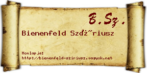 Bienenfeld Szíriusz névjegykártya